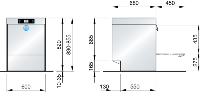 Glasswasher dimension Glasswasher dimension