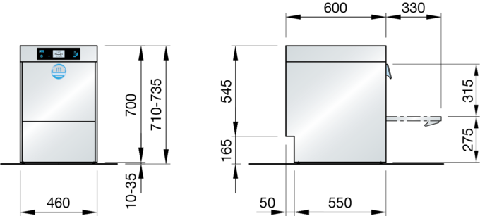 Gastro Spülmaschine Massbild Gastro Spülmaschine M-iClean Massbild