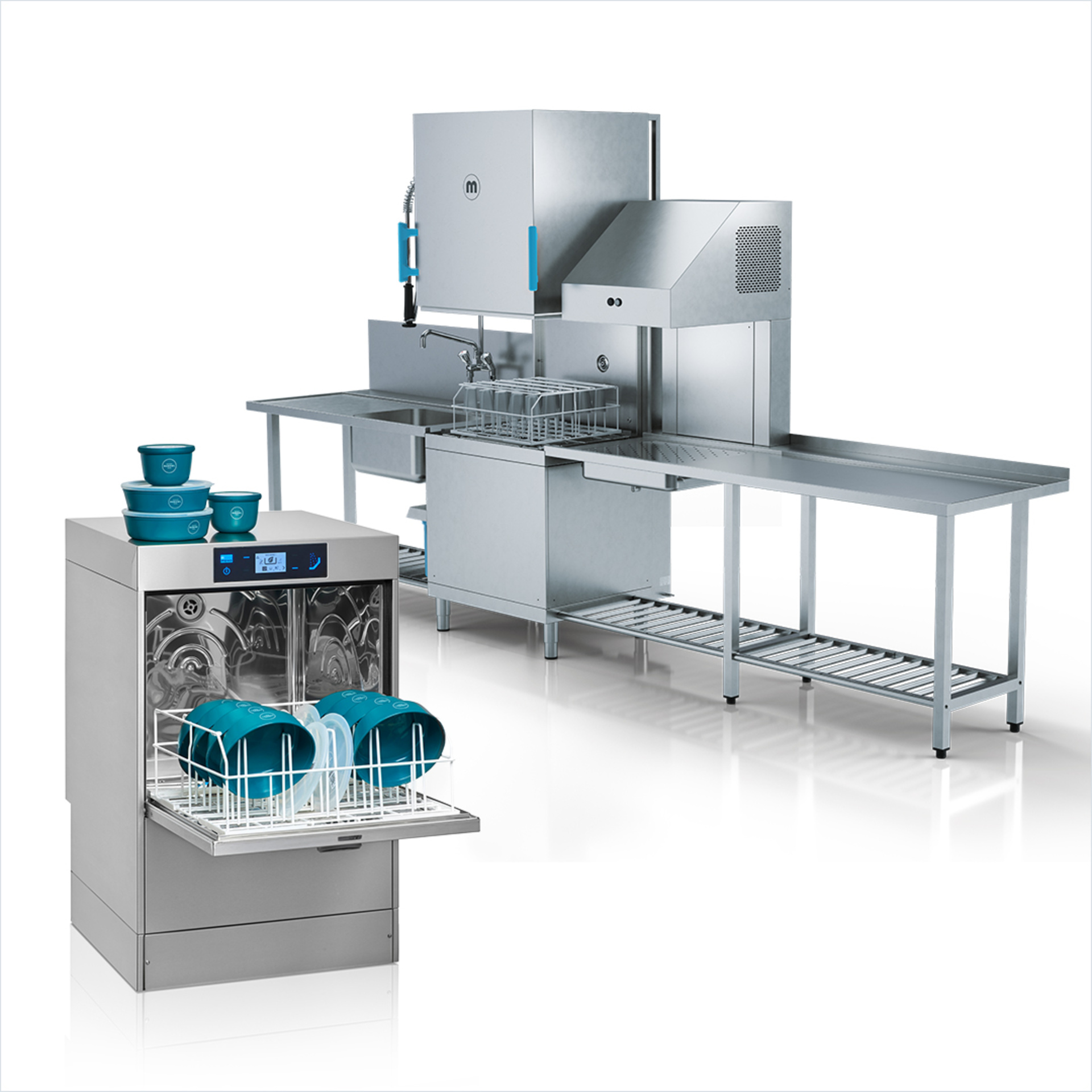 Wash bowls with dishwashing machines from MEIKO