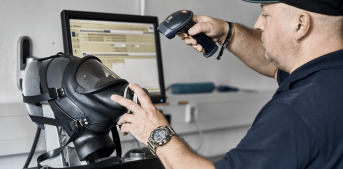 SCBA technician registers a BA mask in the system. SCBA technician registers a BA mask in the system.