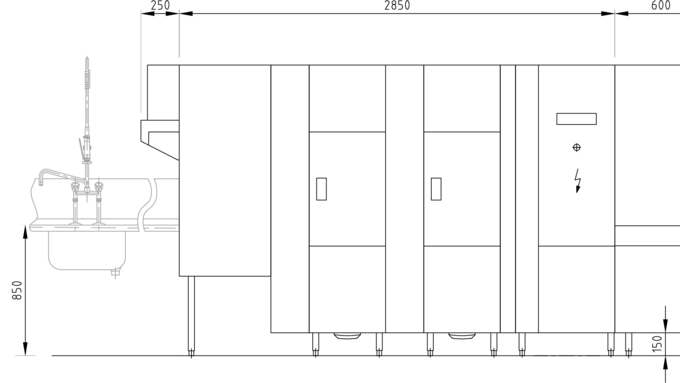 UPster K-L 340 dimensions Dimensions rack type dishwasher UPster K-L 340