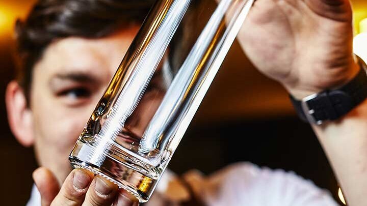 Professionally washed glass bottle