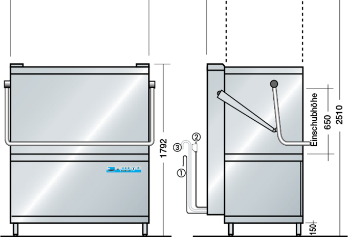 Plano acotado lavadora de utensilios DV 270.2 Plano acotado lavadora de utensilios DV 270.2