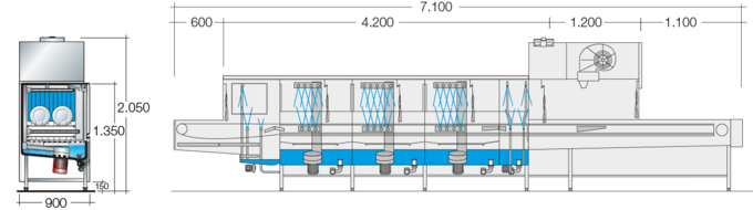 Dimensions flight type dishwasher UPster B 460 VAP CSS Dimension sheet flight type dishwasher UPster B 460 VAP CSS